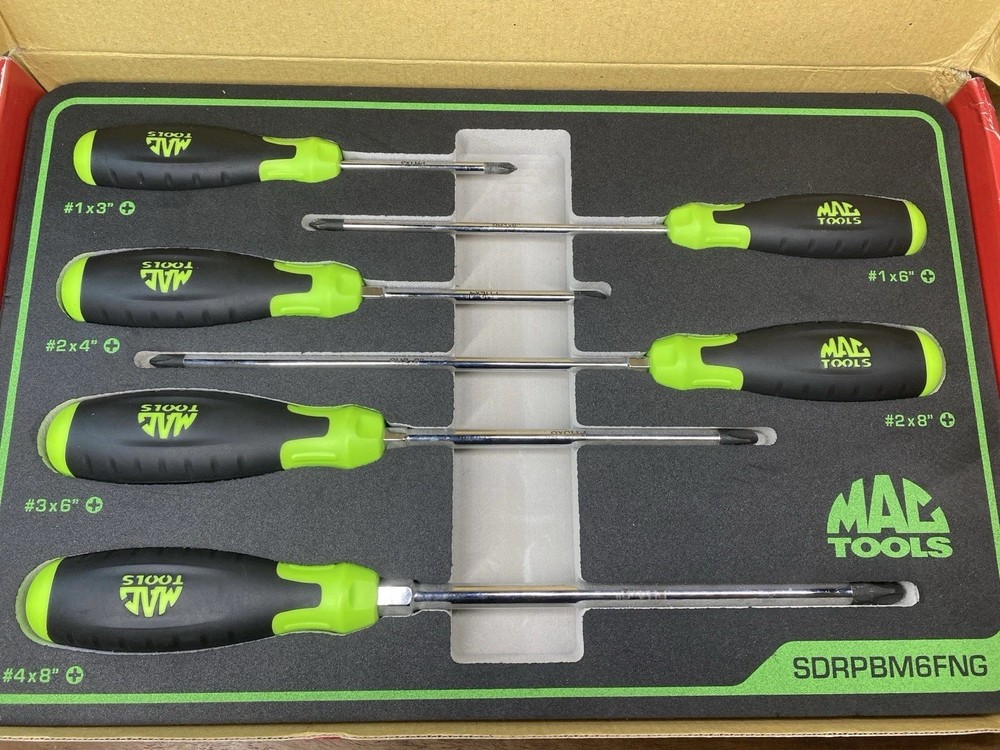 Mac Tools Philips Screwdriver Set SDRPBM6FNG Neon Green