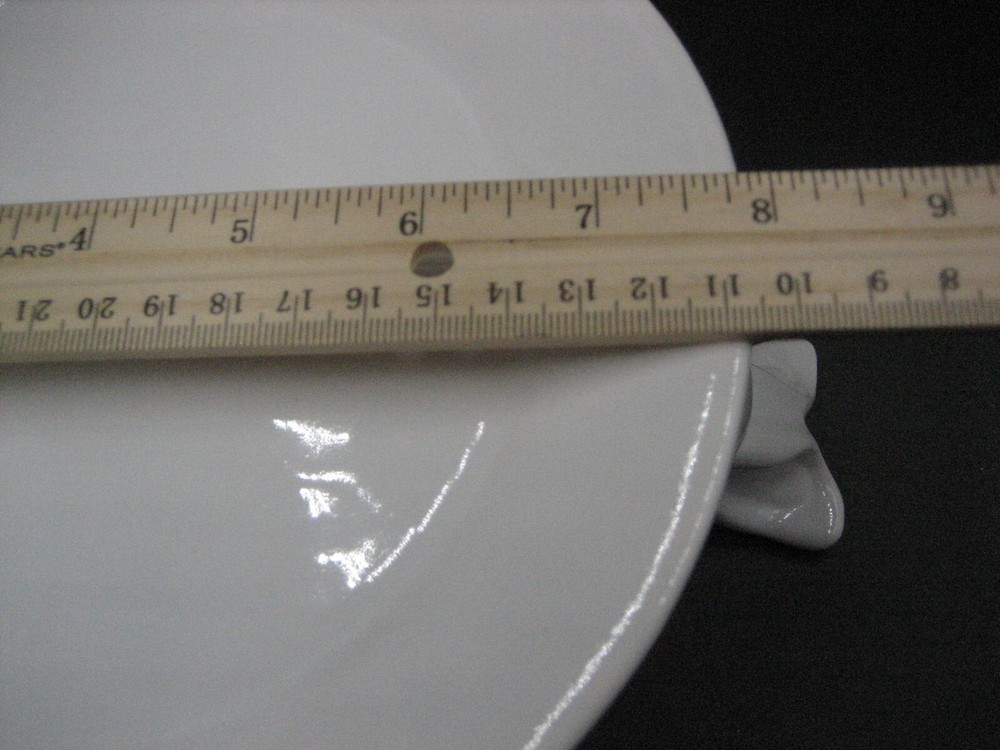 Ceramic Easter Bunny Rabbit Balancing Plate w/ Feet White UNIQUE