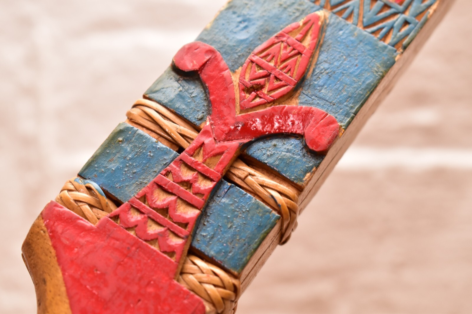 Old South East Asian Mandau Dayak Headhunters Sword Borneo Finely Carved Handle