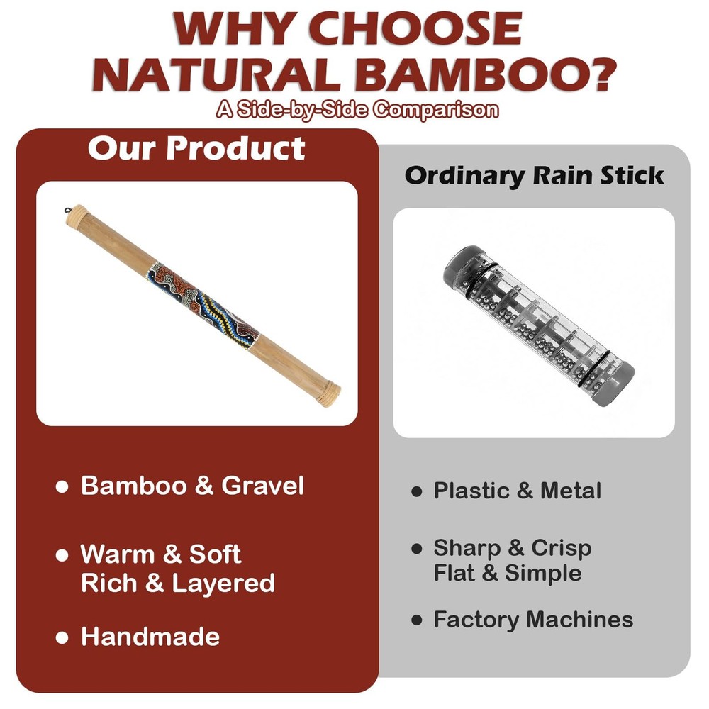 Medium 24" Bamboo Rainstick, Handcrafted & Painted Rain Maker, Rain Stick for...