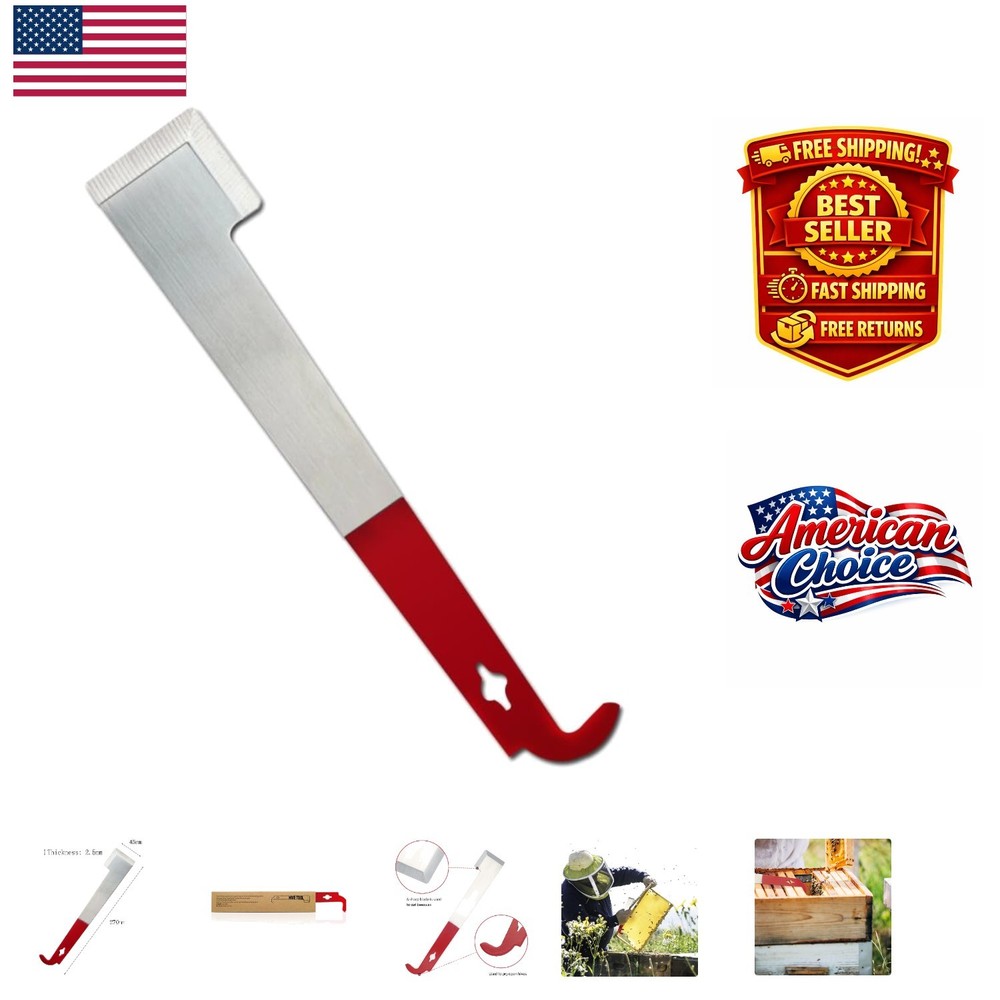 Versatile Red Painted Bee Hive Tool - 10-1/2 Inch Frame Lifter & Scraping Edge