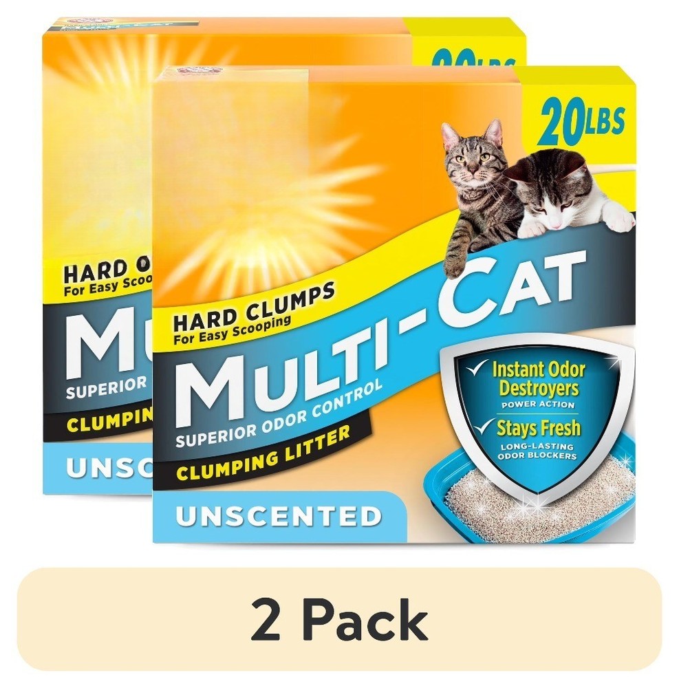 (2 pack) Multi-Cat Clumping Litter Unscented, 20 lb
