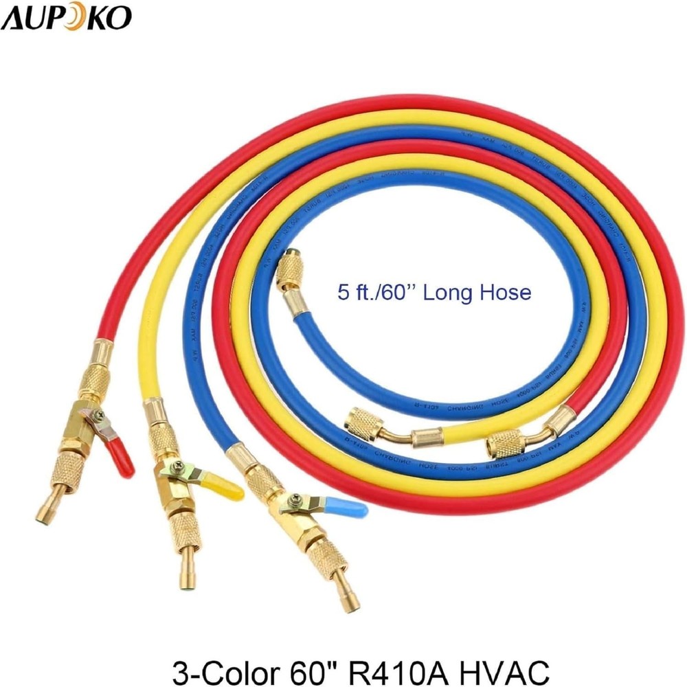 Versatile 60" R410A A/C Charging Hoses - 800 PSI High Performance & Durable