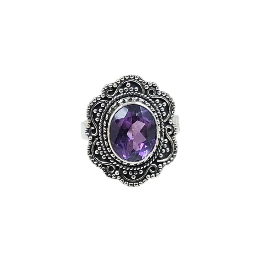 African Amethyst Solid 925 Sterling Silver Ring 10