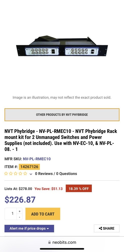 NVT Phybridge, NV-PL-RMEC10 Rack Mount, 2RU