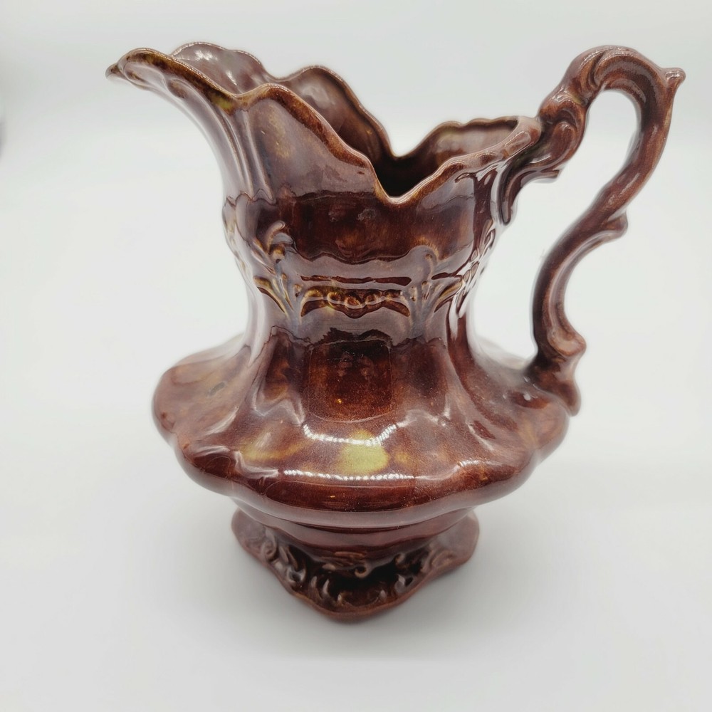 Vintage Ceramic Pitcher 6.5" Tall Brown