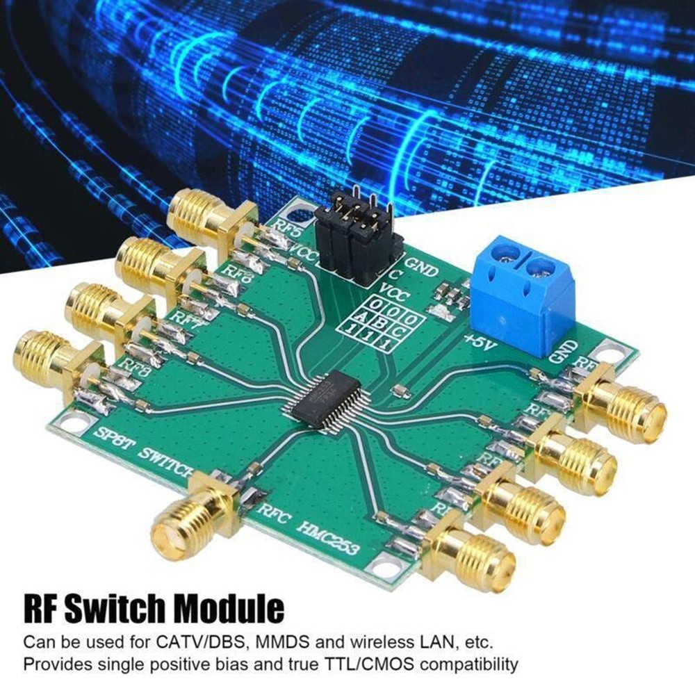 RF Single Pole Eight Throw Switch Module DC 3GHZ Power Supply Voltage 3V 5V