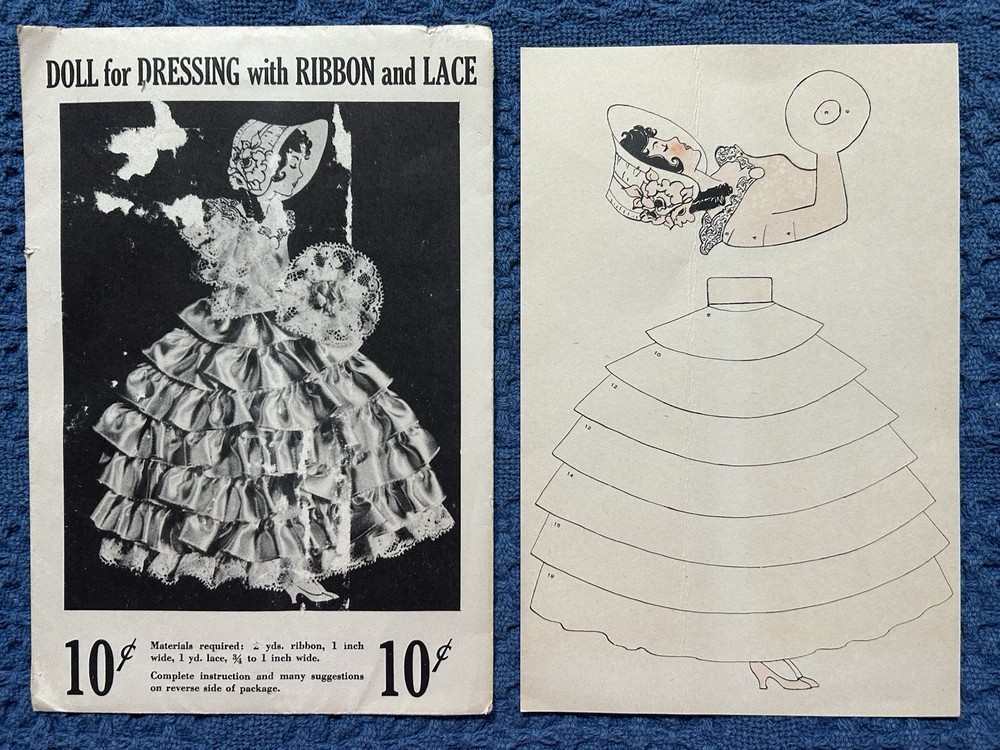 Doll Pattern for Dressing with Ribbon and Lace