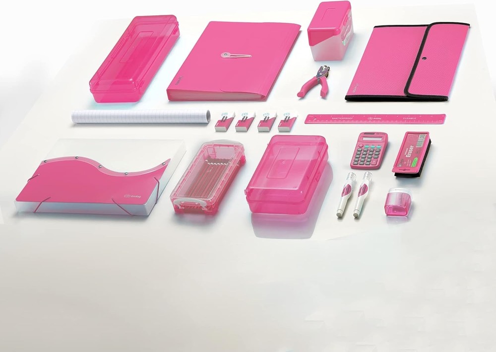 Double Deck Large Pencil Box Pink