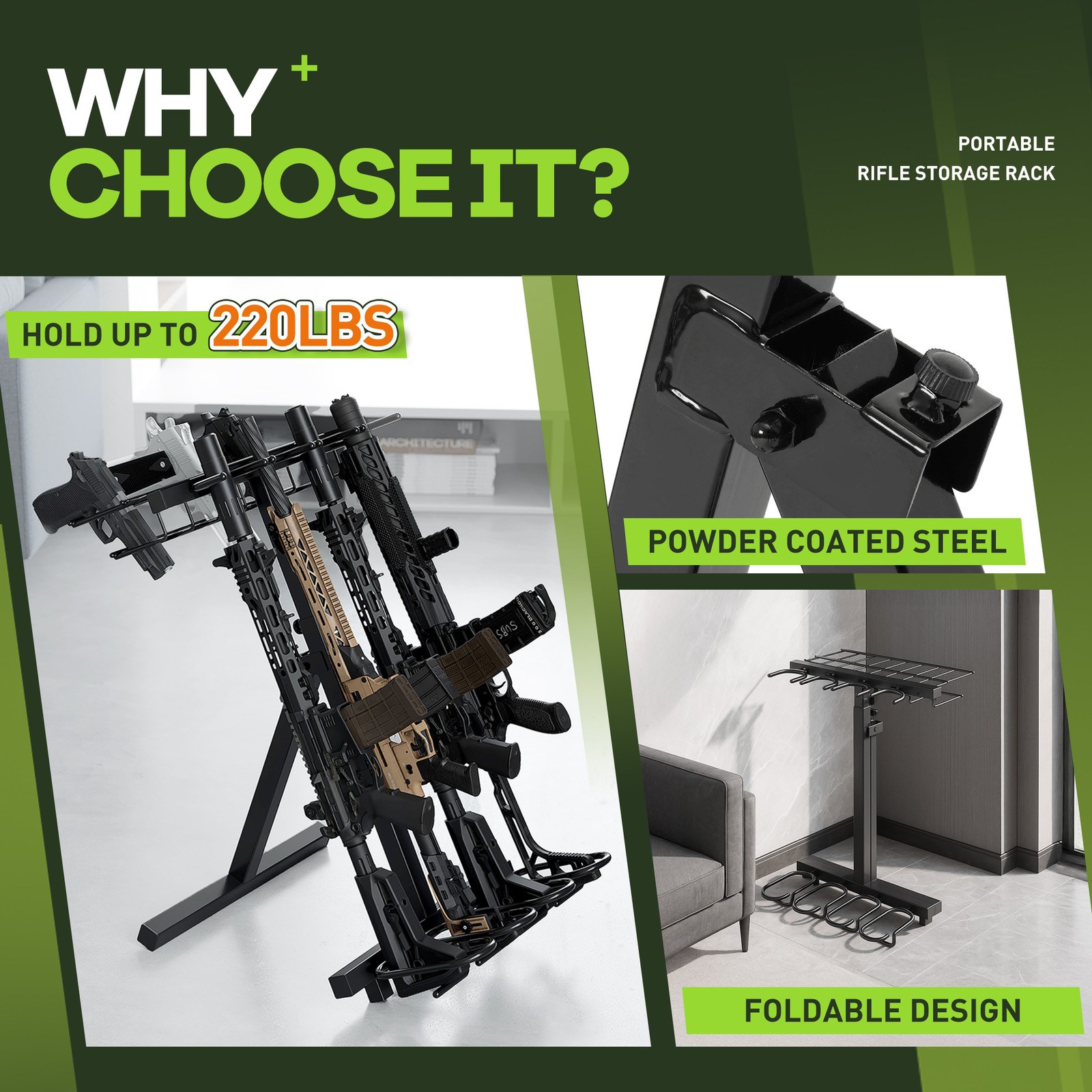 Folding Gun Rack Freestanding Rifle Pistol Storage Rack Stand For Shooting Range