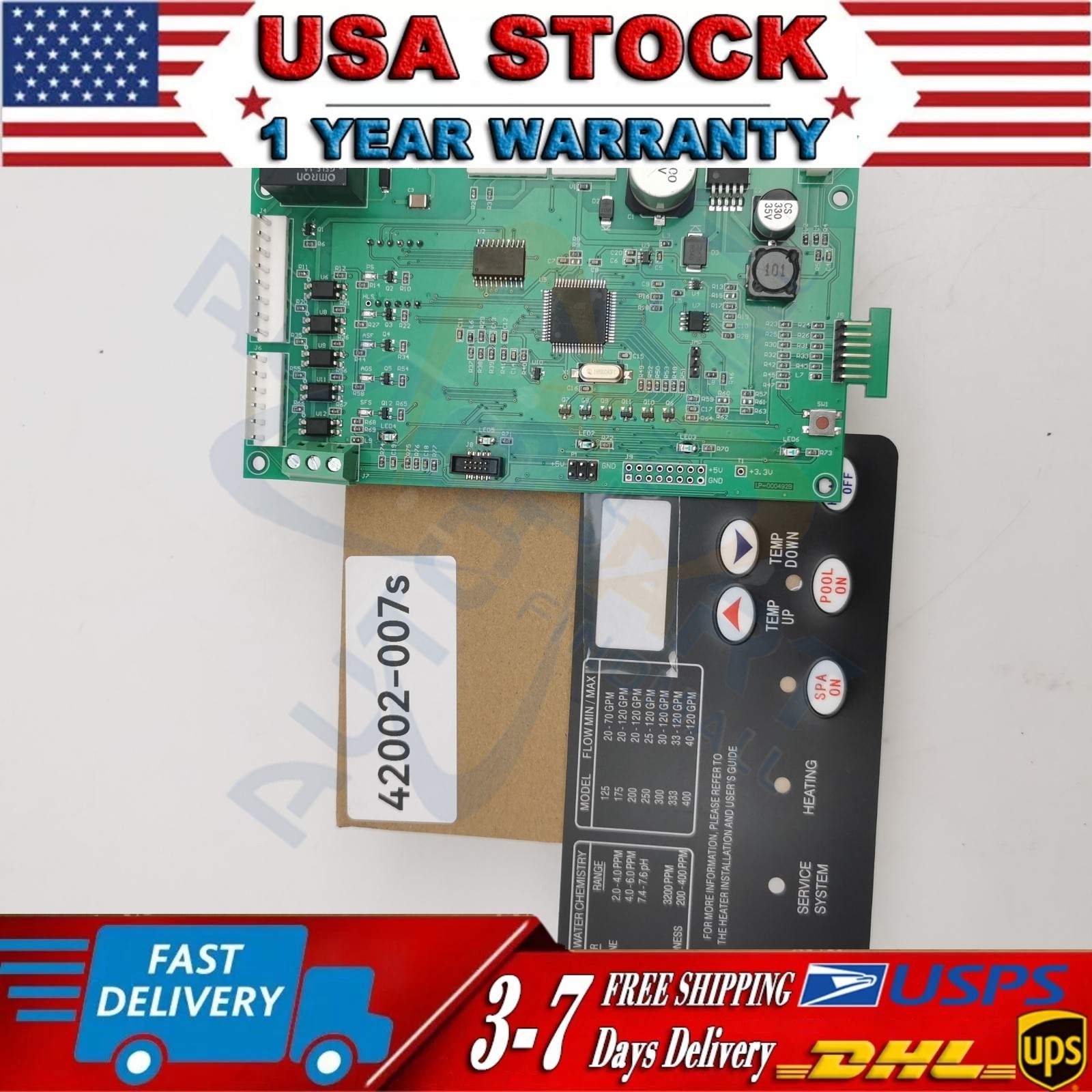 For Pentair Master Temp 400 42002-0007S Control Board Kit w/ 472610Z Switch Pad