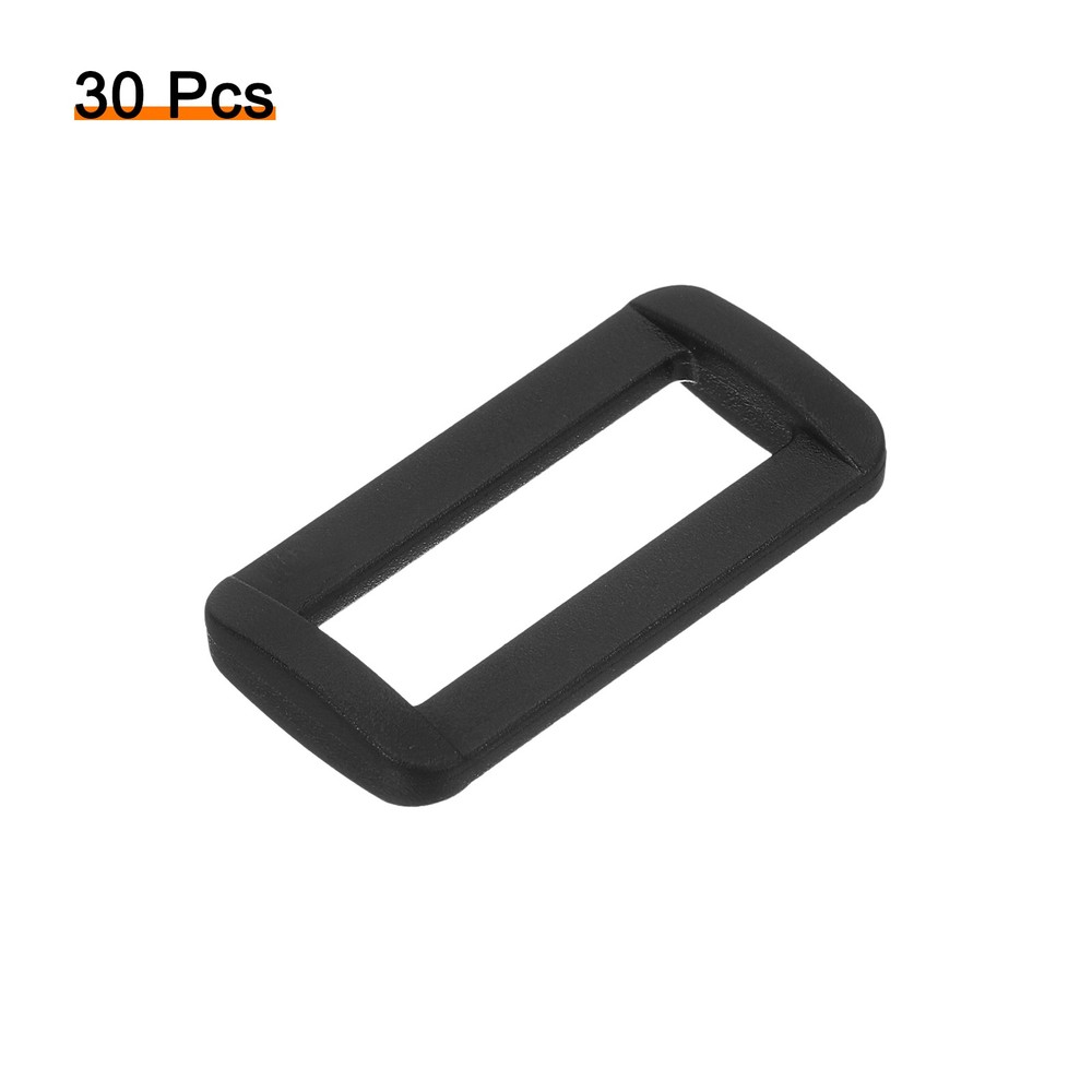 30Pcs 1-1/4 Inch Plastic Rectangle Rings Webbing Belts Buckle Slide Loop Black