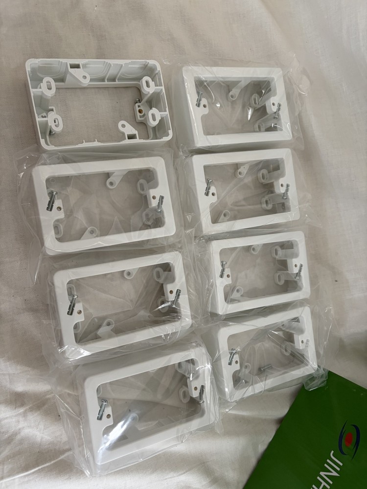 8x 34mm deep Mounting Blocks White Wall Plate Brackets Bulk Pack