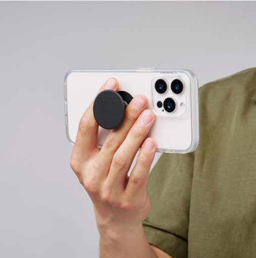 Pop Sockets Phone Grip & Stand With Swappable Top - Solid Black -New
