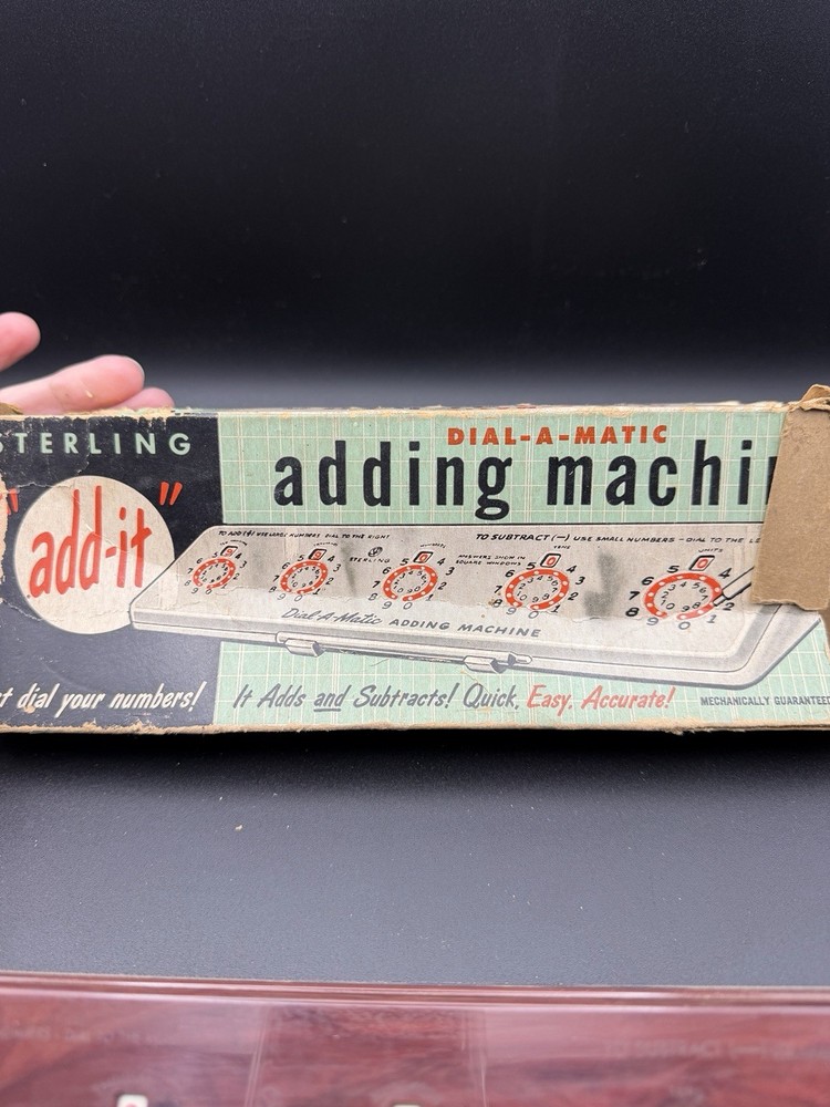 Sterling Dial-A-Matic “add- It” Automatic Mechanical Adding Machine #567 W Box