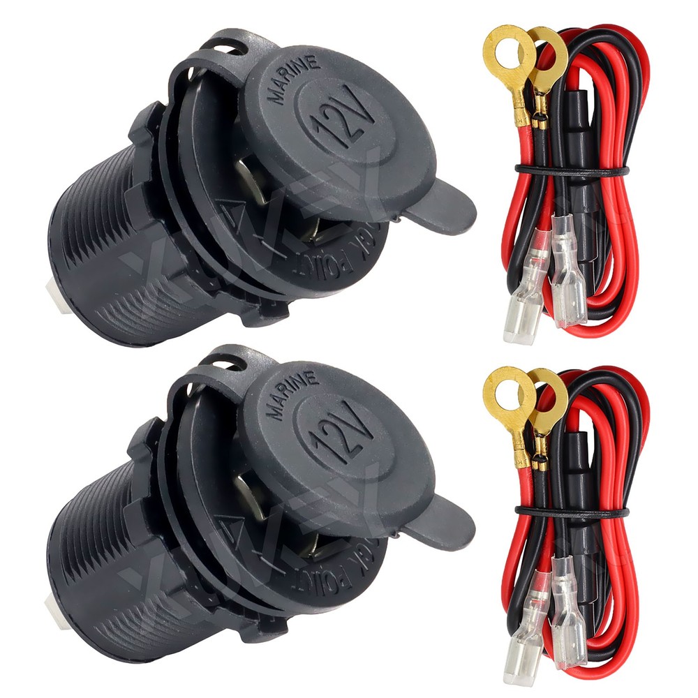 2pack Car Cigarette Lighter Socket Motor Boat Splitter Power Adapter Plug 12V