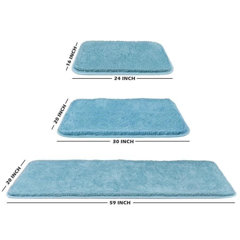Blue Microfiber Carpet, Bathroom Runner Rug, Microfiber Bath Carpet 20"X59"