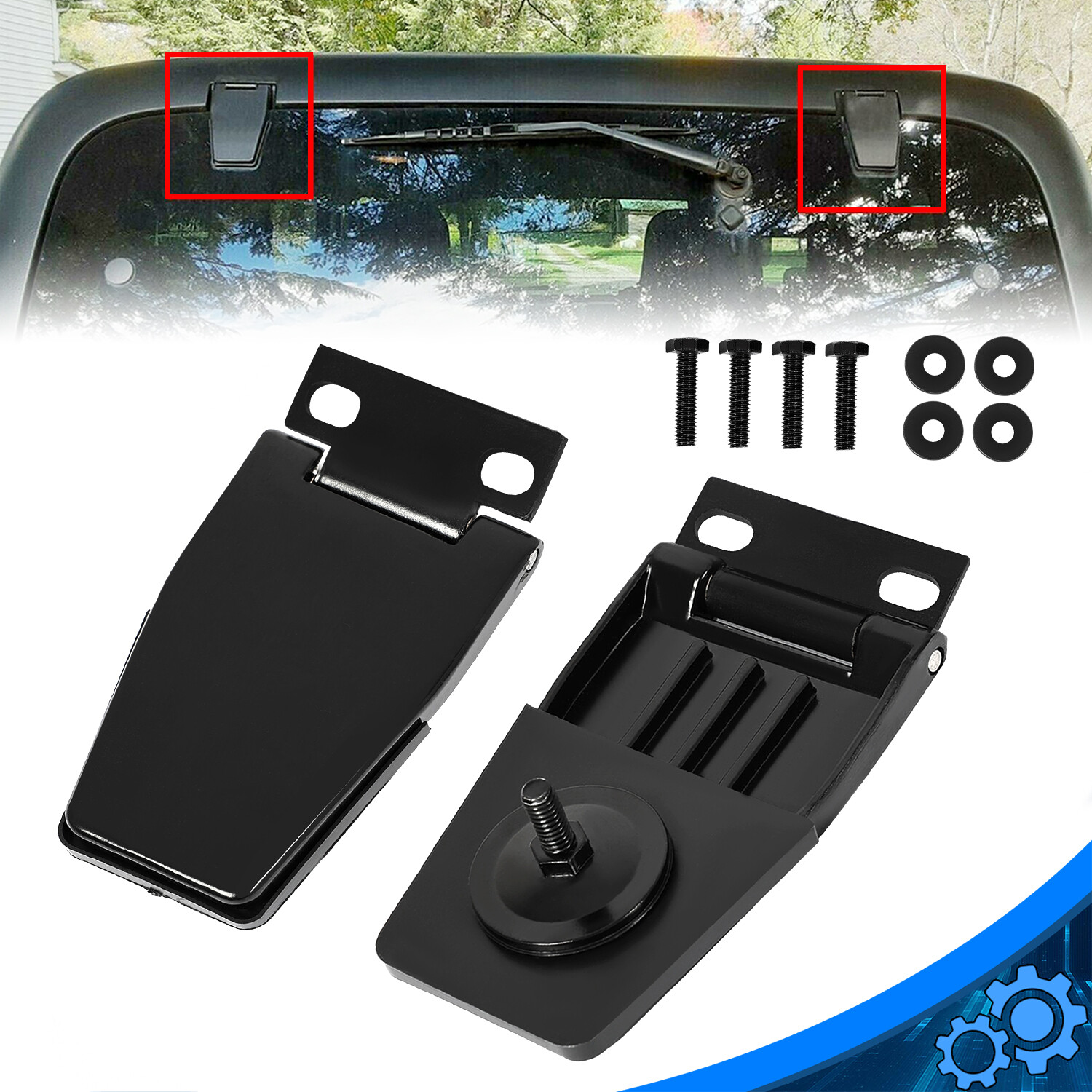 Hardtop Liftgate Window Glass Hinges Stainless for Jeep Wrangler YJ TJ 87-06