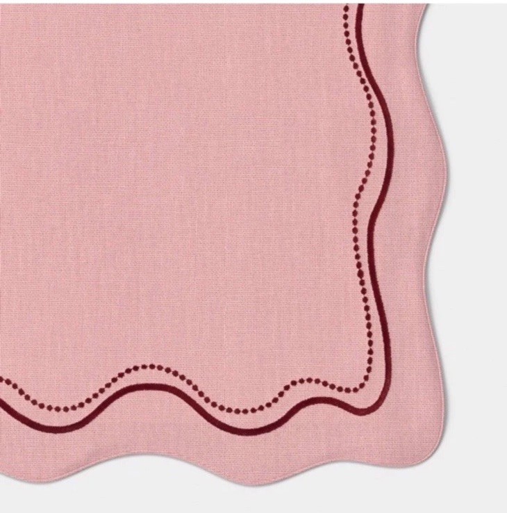 72"x14" Embroidered Scalloped Table Runner Pink Threshold Target