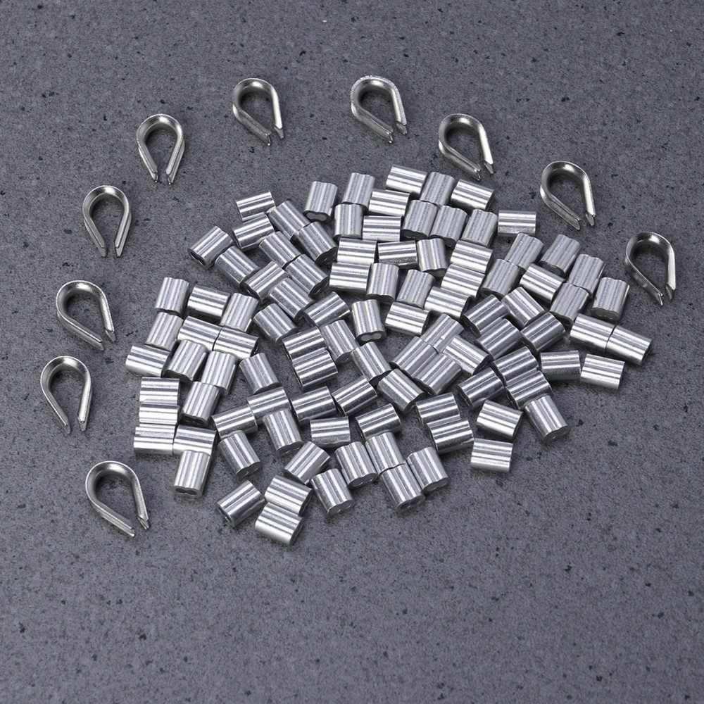 50 Pcs Cable Collar Fitting Crimp Sleeves for Clip
