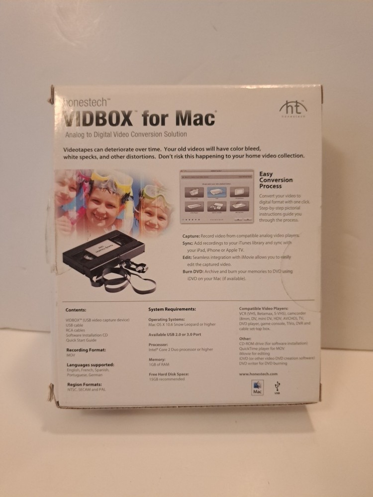 Honestech VIDBOX Video Conversion For MAC Analog-to-Digital Video Transfer