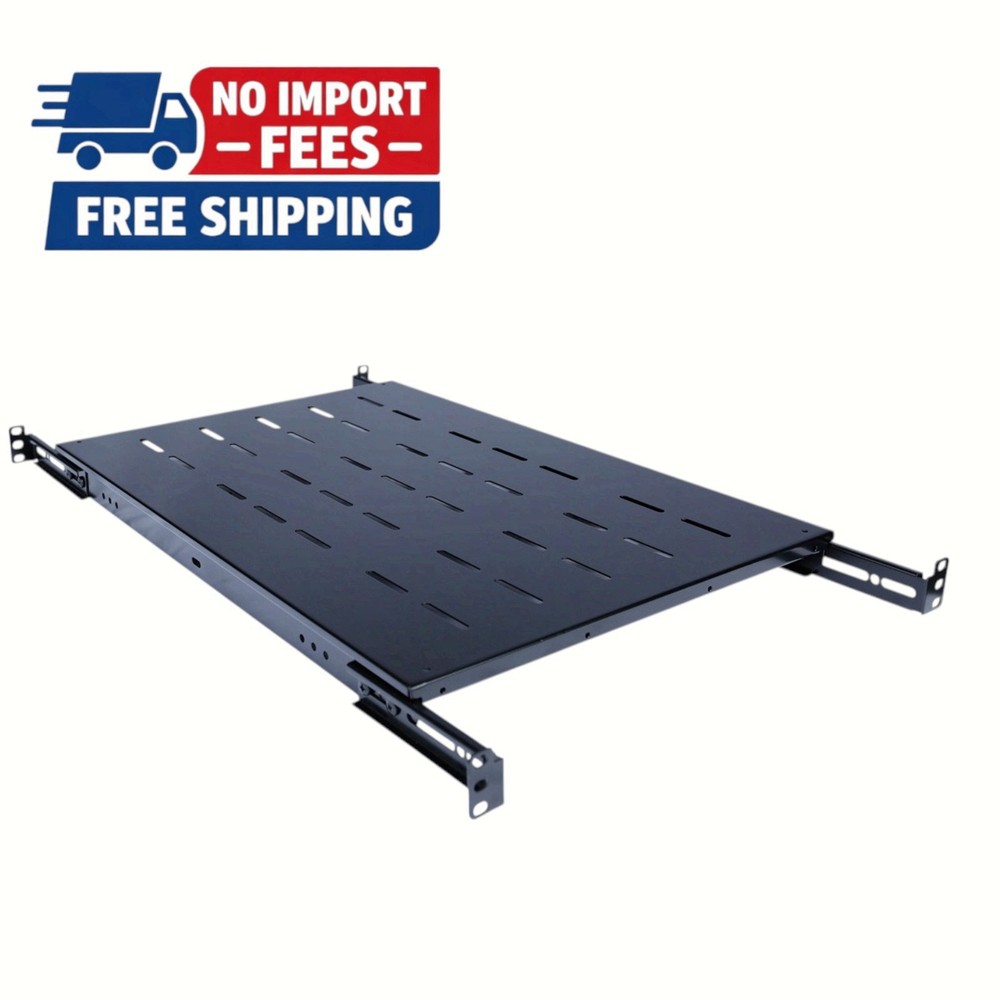 1U 19" Adjustable Fixed Rack Shelf - 24" to 30" Deep 4-Post Server Mount