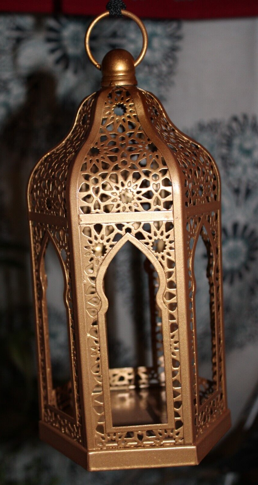 Large Boho Orientalist Middle Eastern Moroccan Hanging Lantern Candleholder