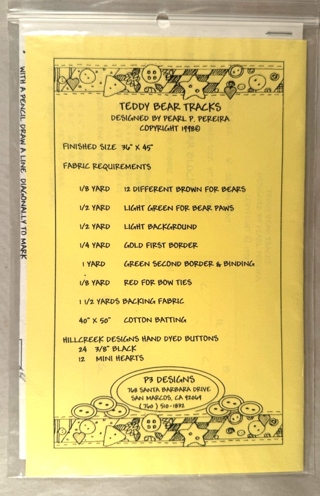 Teddy Tracks - P3 Designs #98003 - Pattern Only
