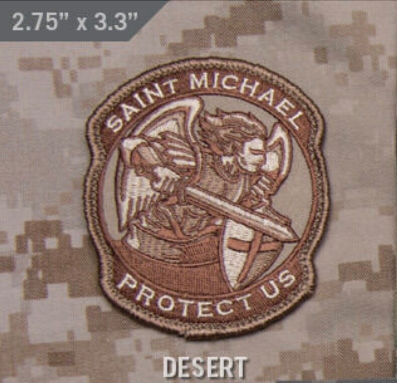Milspec Monkey MSM Nylon Patch - Saint St. Michael Protect Us Modern DESERT -NEW