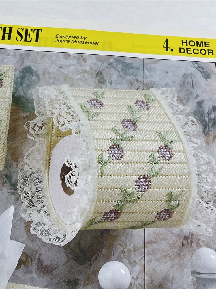 Floral Bath Set Tissue Box Switch Cover Annie's Plastic Canvas Pattern