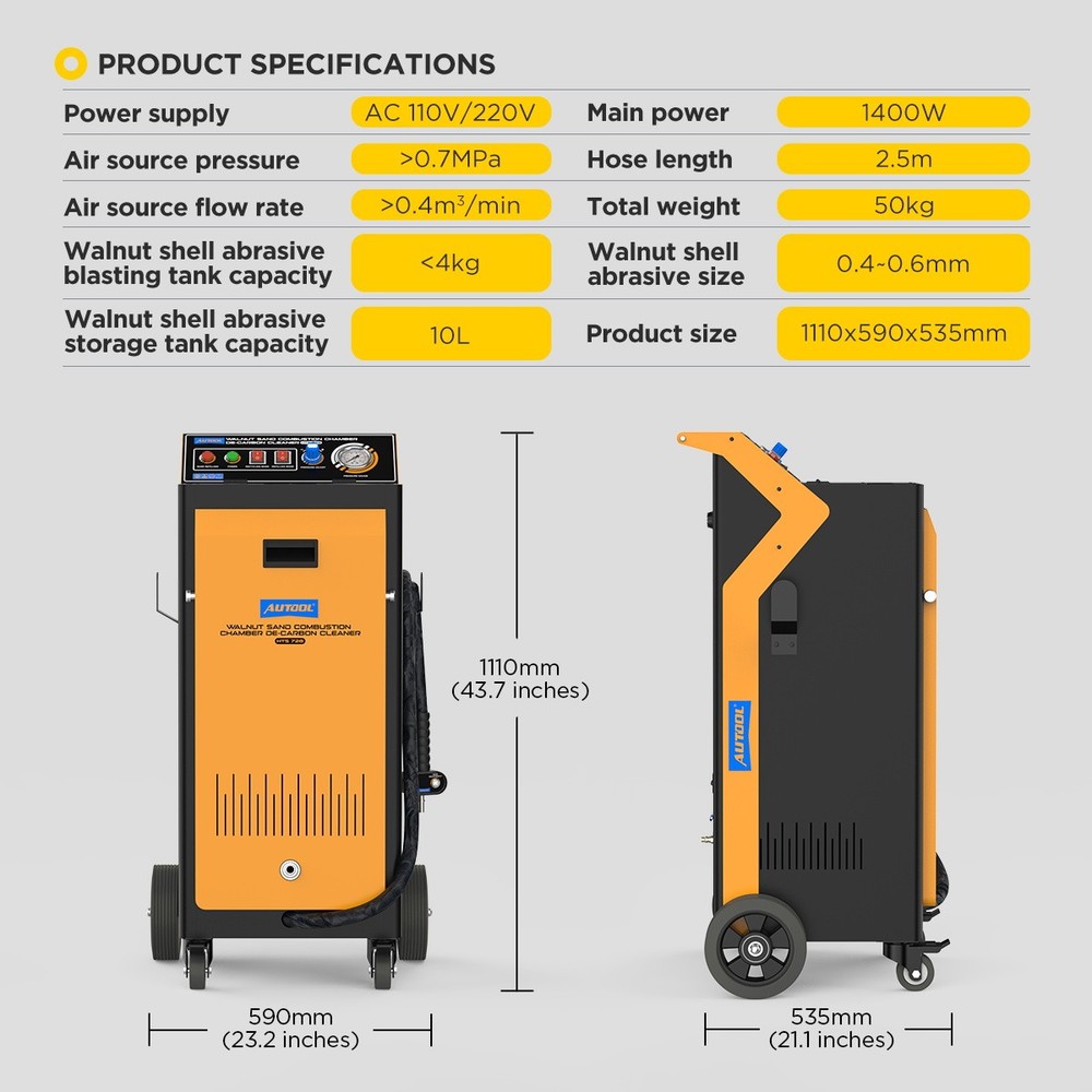 AUTOOL Walnut Blaster Engine Intake Valve Cleaner Car Sand Blasting Machine 110V