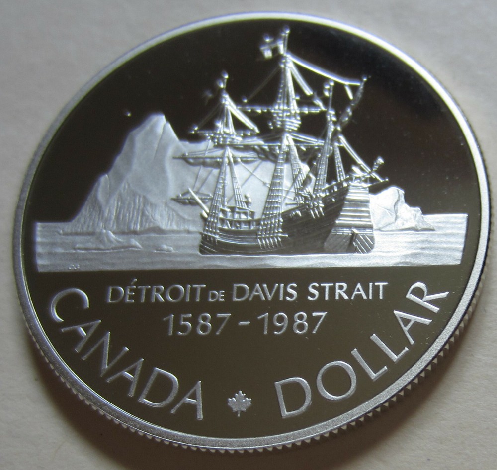 1987 Canada 400th ANNIVERSARY JOHN DAVIS Proof Silver Dollar. UNC. Mint (DPRJ9)