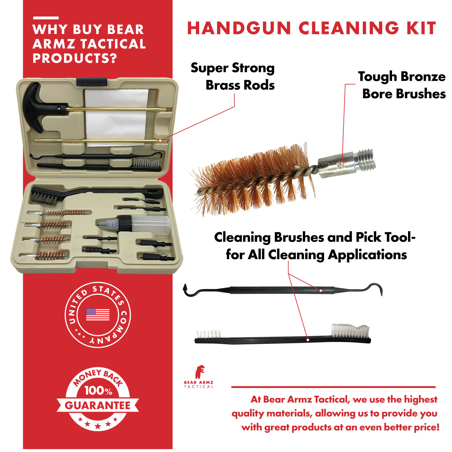 Handgun Cleaning Kit for Pistols Revolvers .22 38 9mm 357 40 45 | 1200+ Sold
