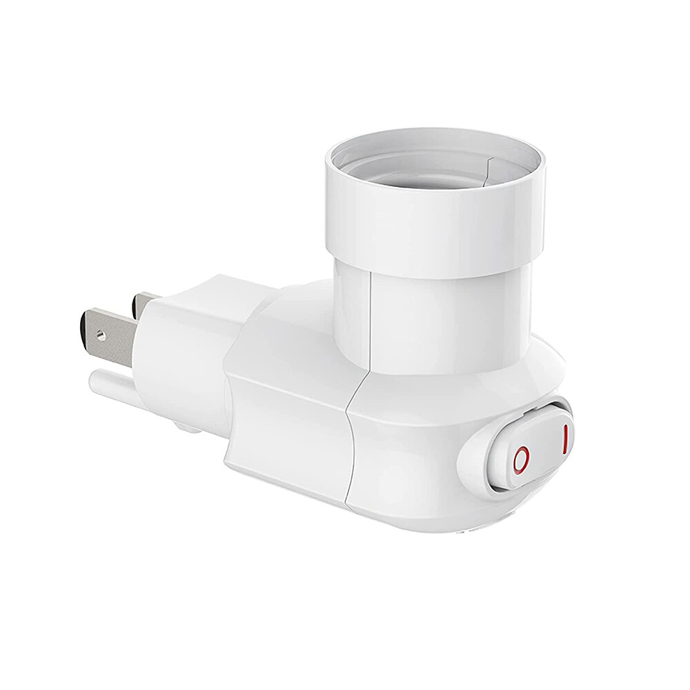 2 Pack Plug in Light Socket with On/Off Switch E27/E26 Outlet to Socket Adapter