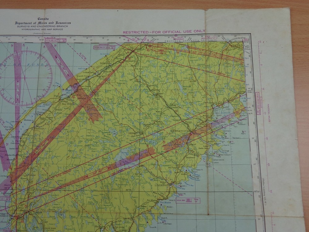 WW2 (1945) "RESTRICTED" RCAF Map "ACTIVE AIR DEFENCE ZONE - OFFICIAL USE ONLY"