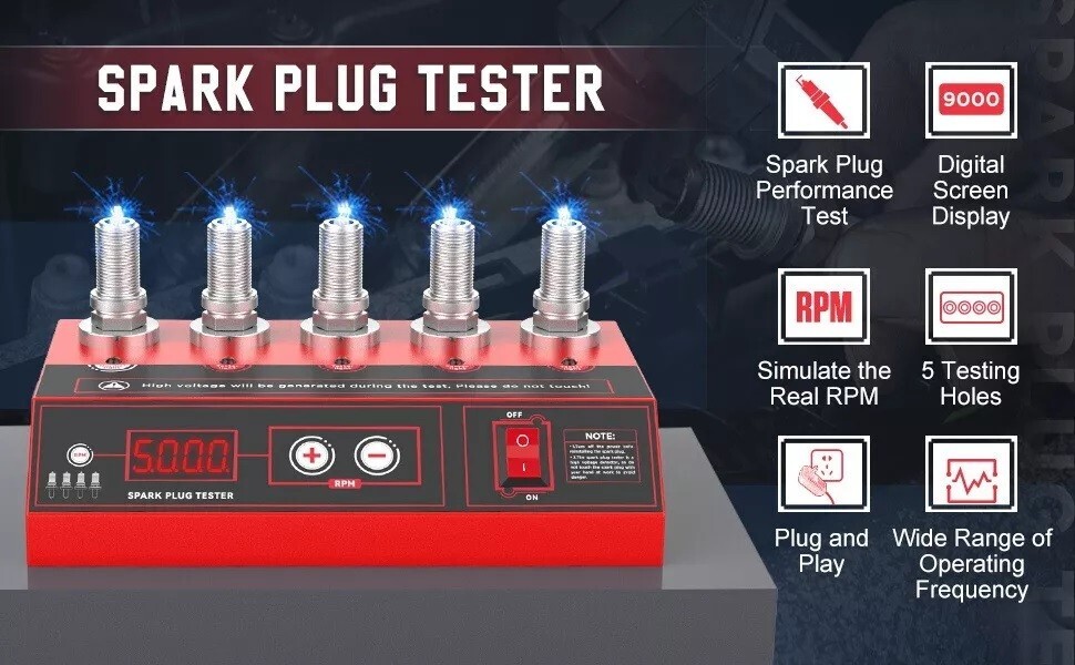 Car Spark Plug Tester Analyzer Ignition Coil Test Detect 5Socket Diagnostic Tool