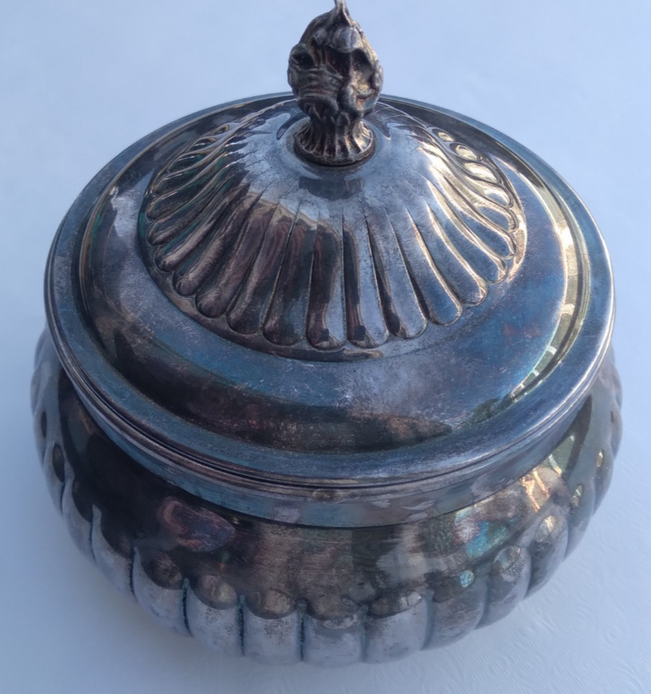 Vintage Silver Plated Lidded Candy Dish 6 inches Serving Dish Small