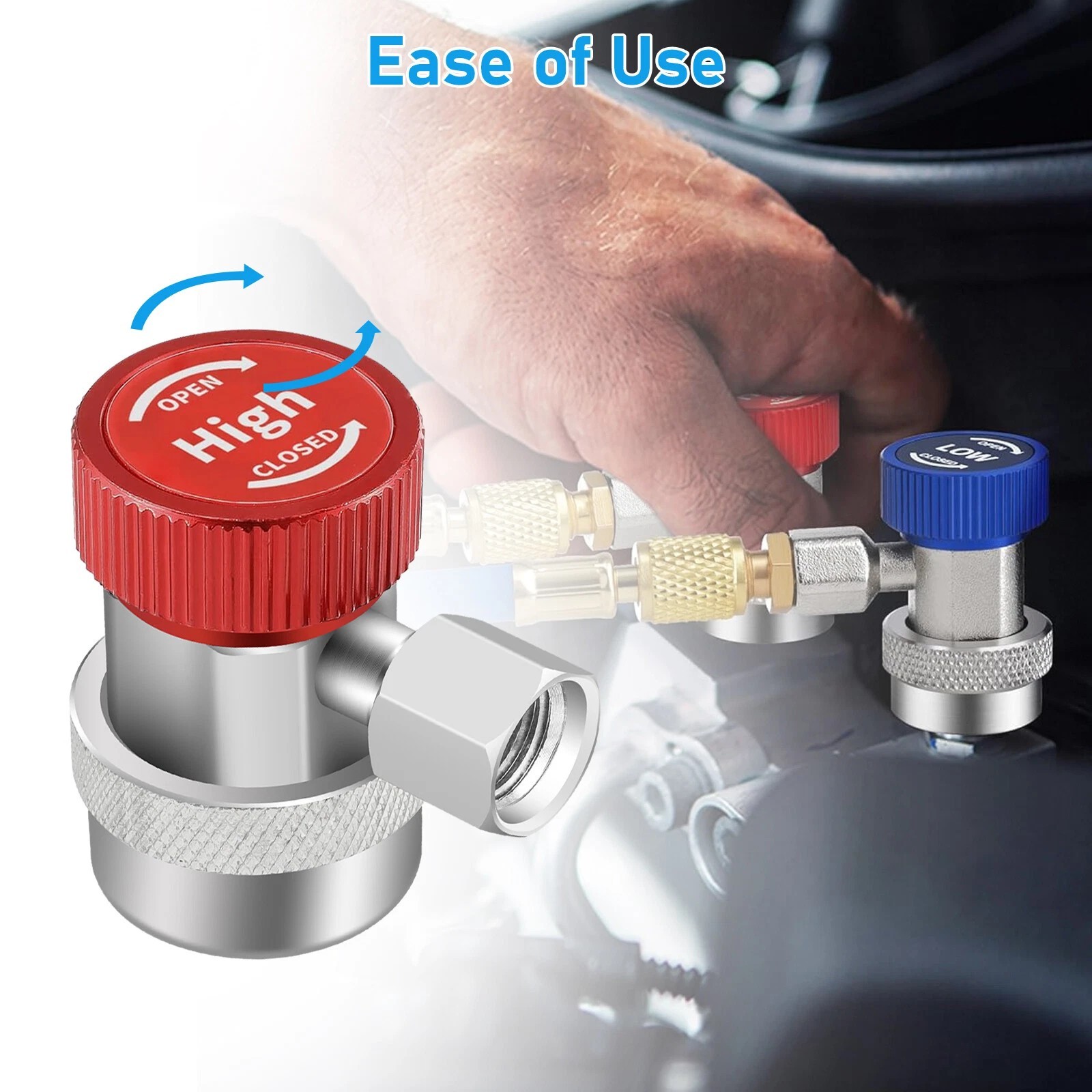 R134A Quick Coupler Adapter 1/4" Flare 2x HP & LP Connector for Car AC System