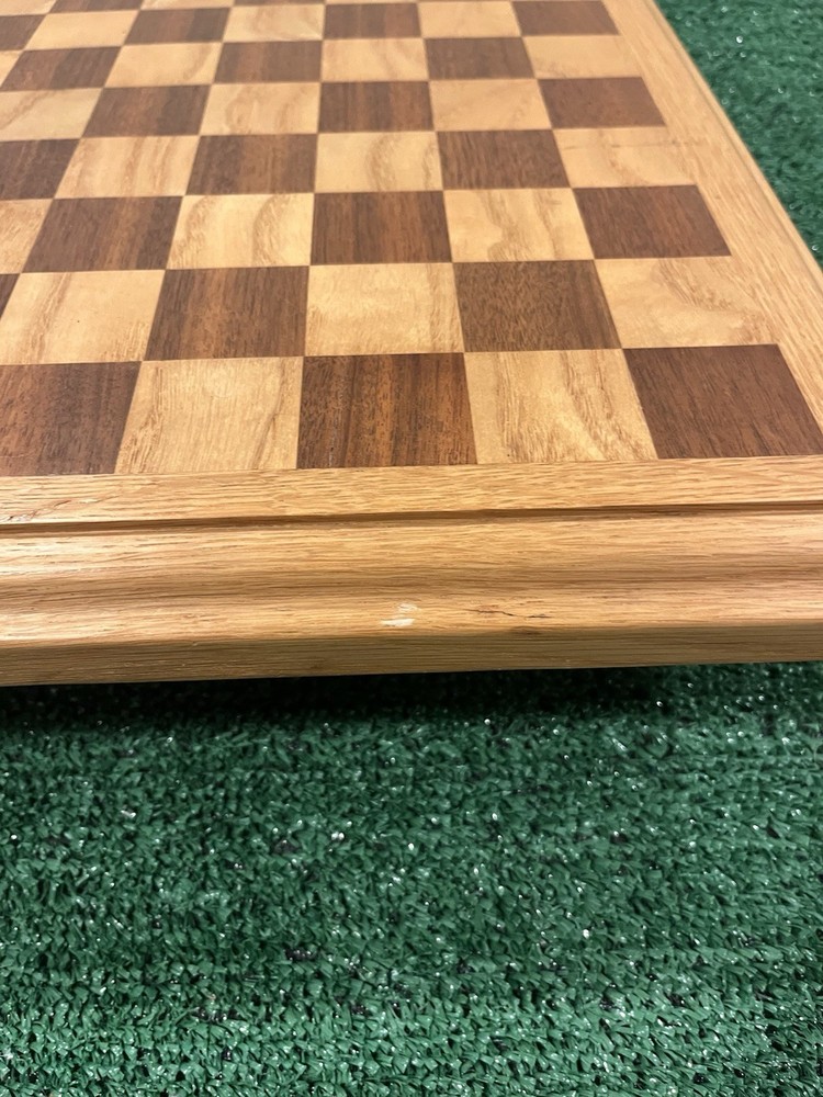 Vintage Hand Made Solid Oak Chess-Checker Board