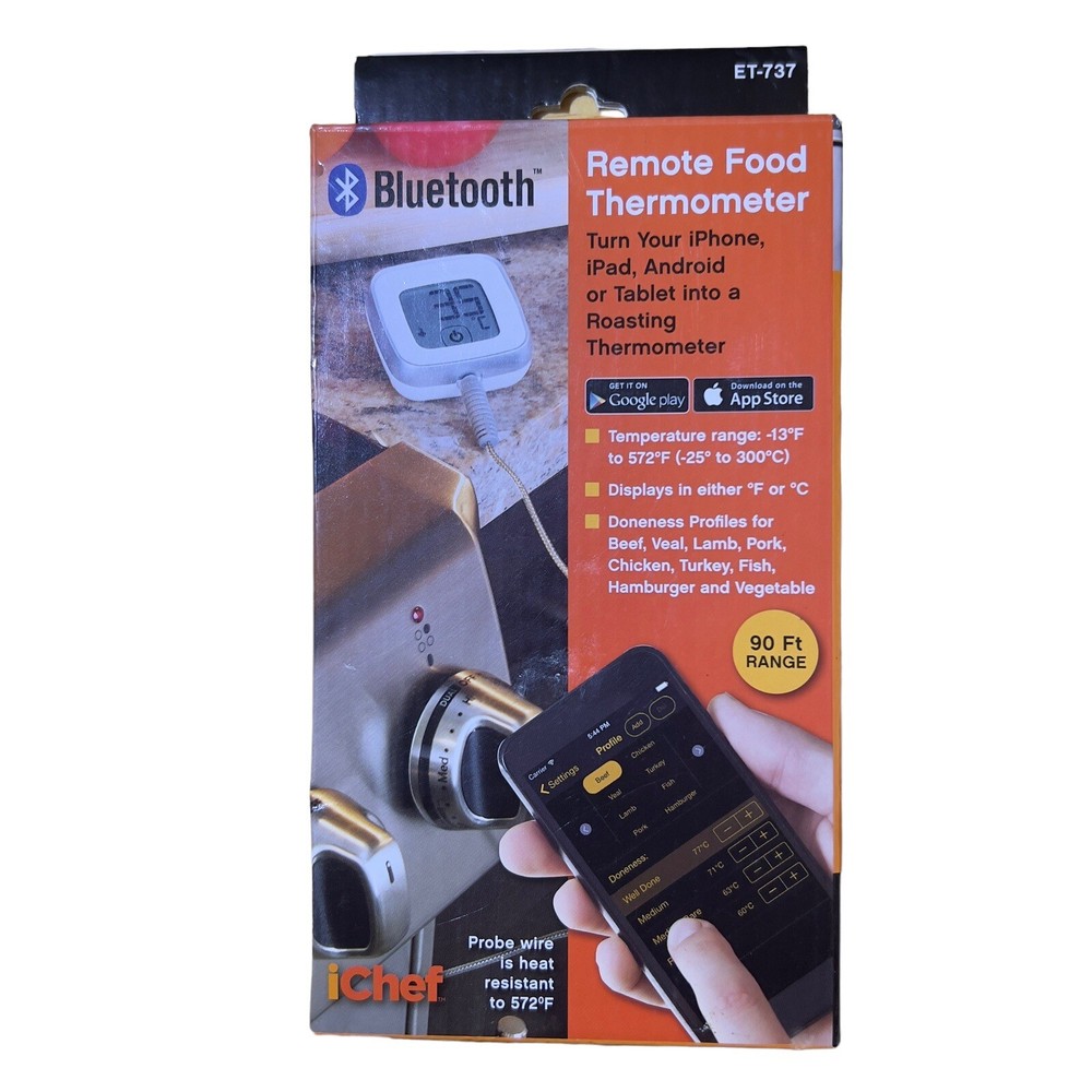 Maverick iChef Food Thermometer Bluetooth Remote 90ft Range App Roasting
