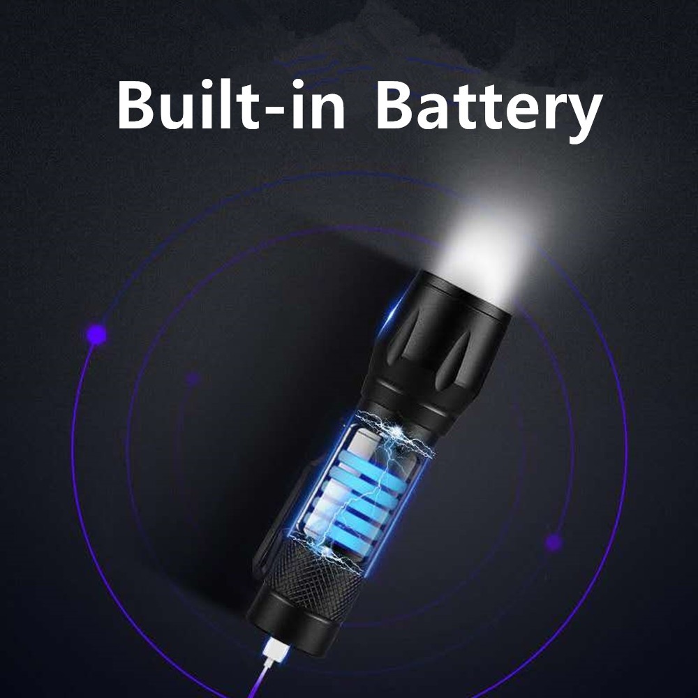 35000000 lumens Small LED Mini Flashlight Pocket Super Bright Torch Rechargeable