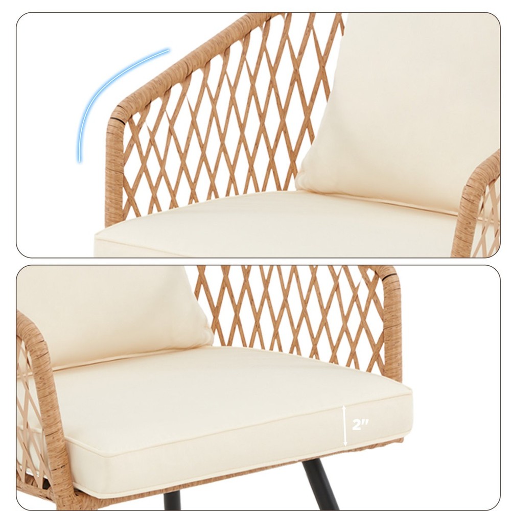 6 Rattan Chairs Outdoor Dining Set Rectangular Table for Garden Poolside