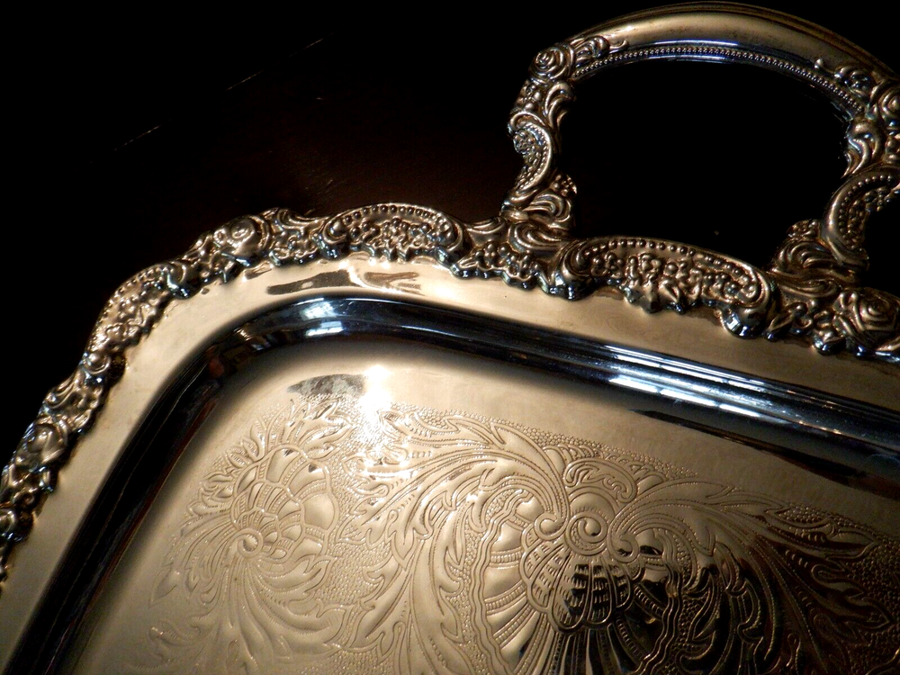 Silverplate Footed Platter Rectangular with Handles
