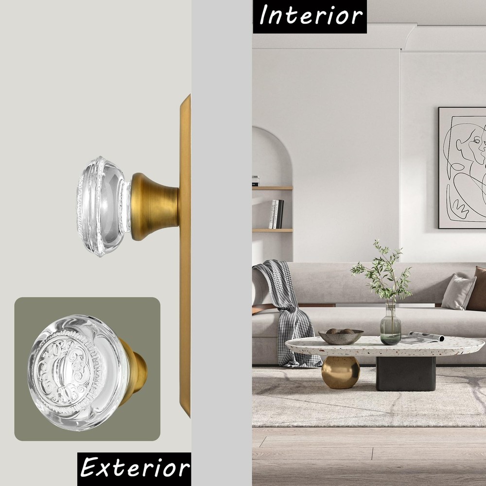 Glass Dummy Door Knobs Interior, Single-Side Crystal Dummy Door Knobs Replace...