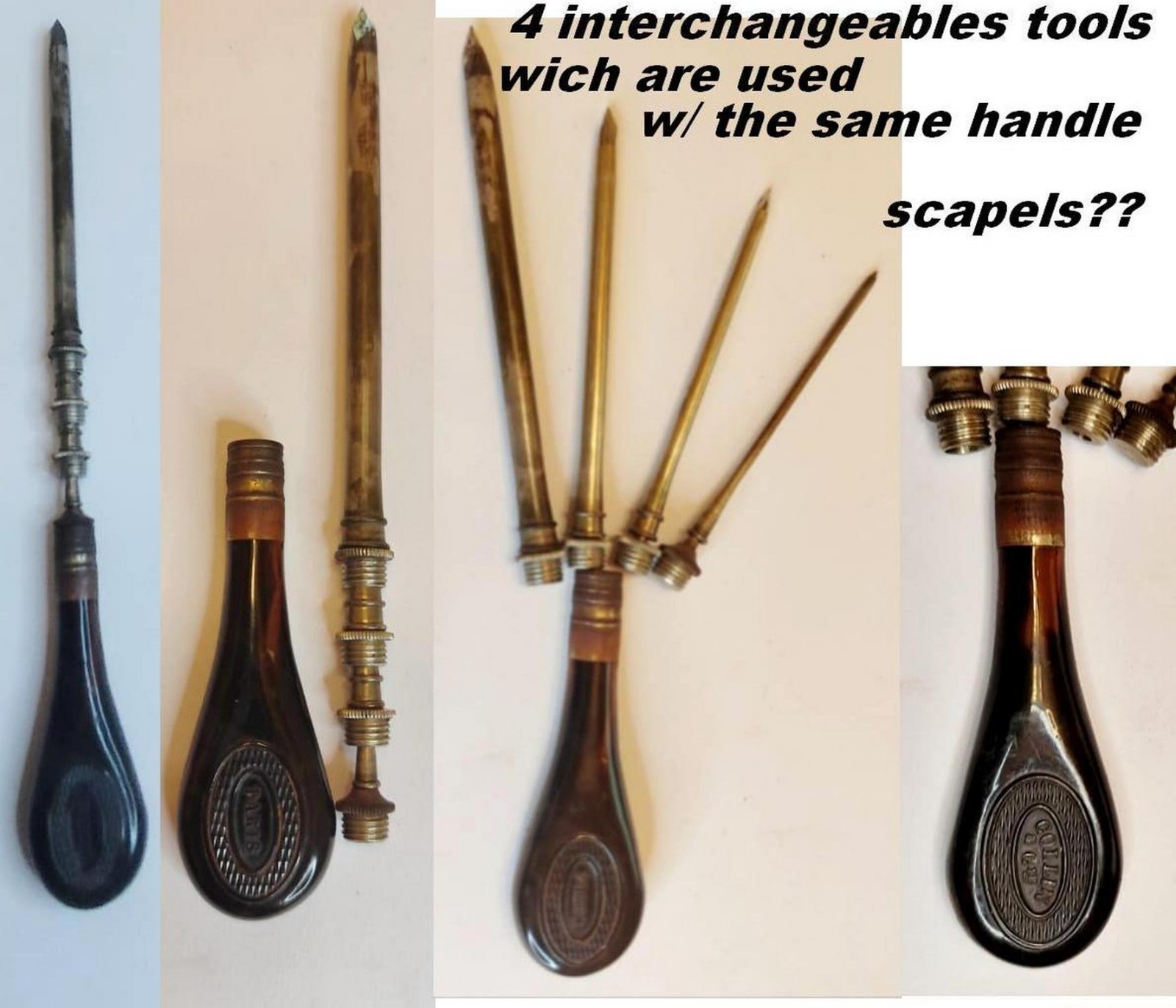 VERY ANTIQUE SURGICAL"COLLIN"FOLDING SCAPEL SET MEDICAL INSTRUMENT-FREE SHIPPING