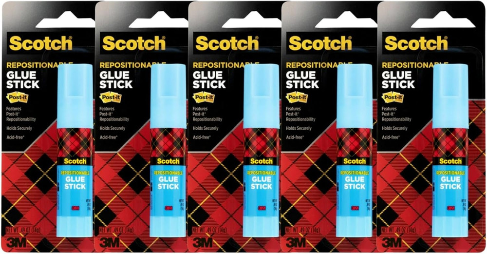 Removable Restickable Glue Stick.49Oz, Repositionable Stick (5-Pack)