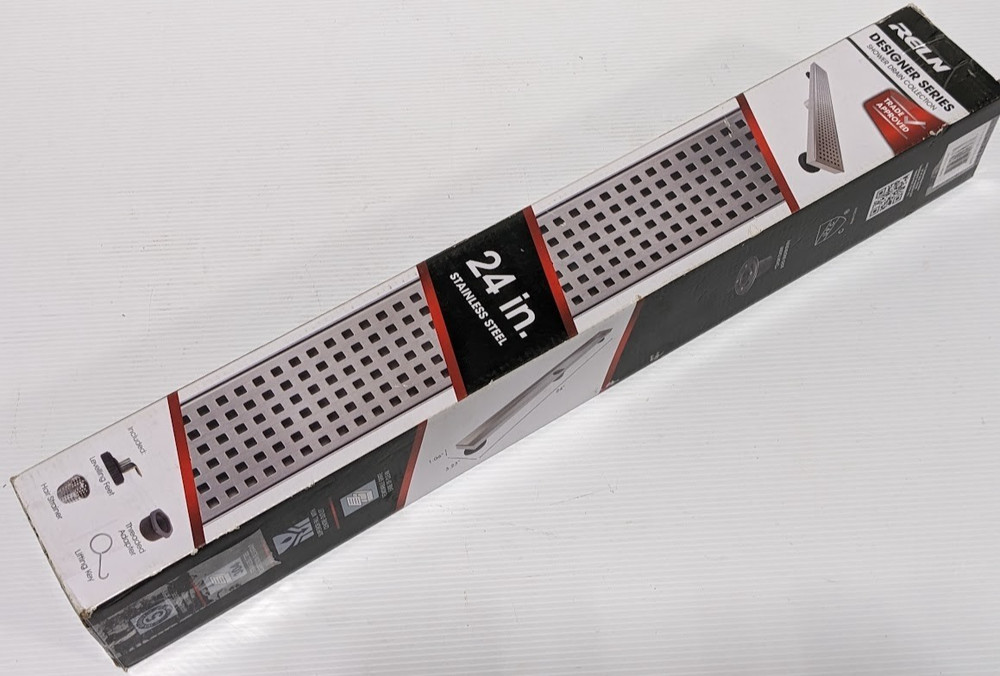Reln 24" Stainless Steel Linear Shower Drain Grate Square Pattern Drain Cover
