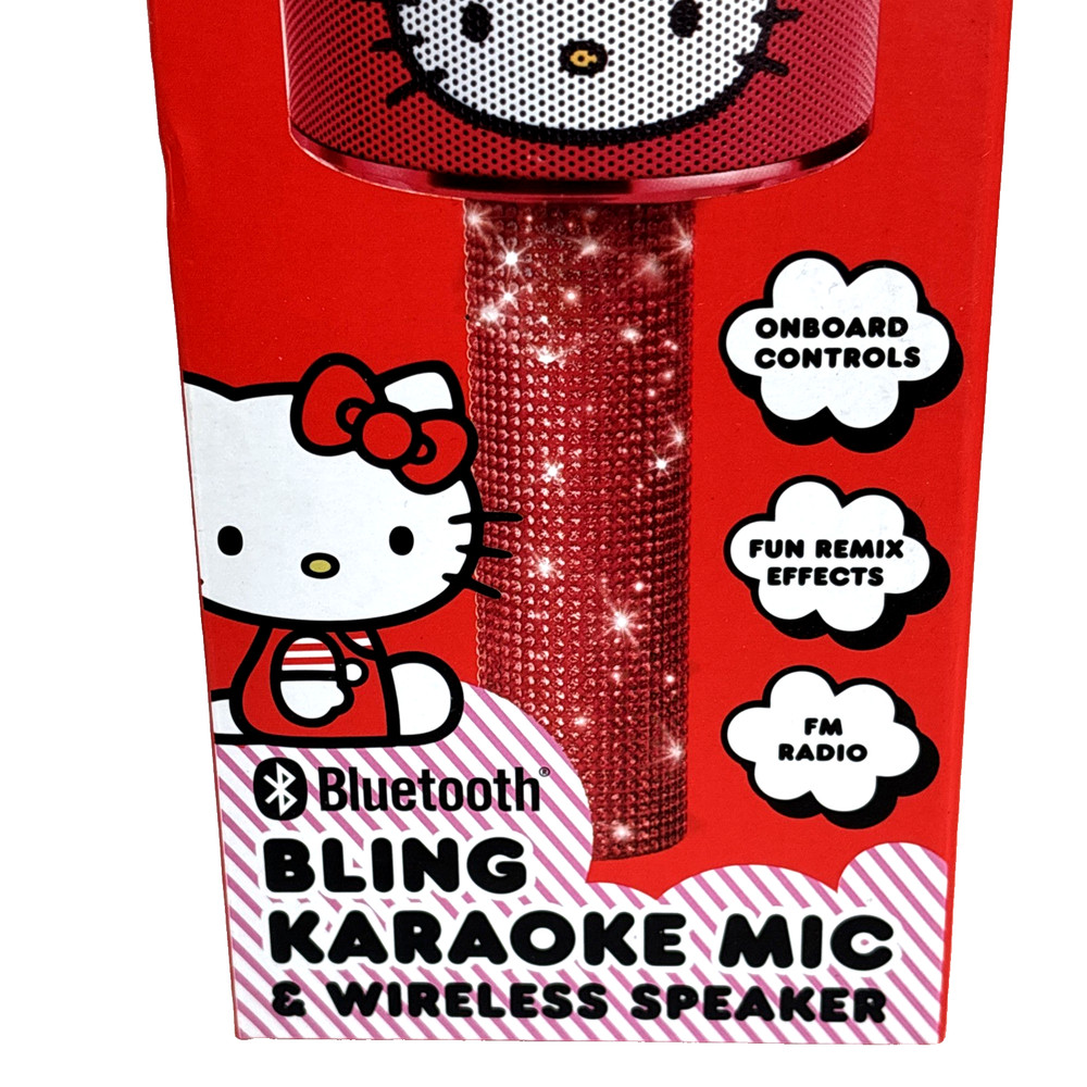 Hello Kitty Bluetooth Karaoke Microphone Wireless Speaker USB Charge Red NIB FM