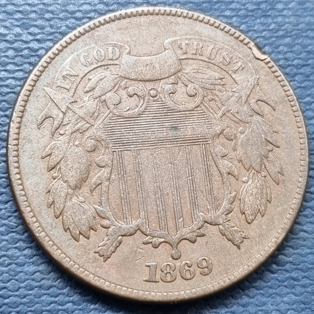 1869 Two Cent Piece 2c Type Coin Better Grade XF + #97010