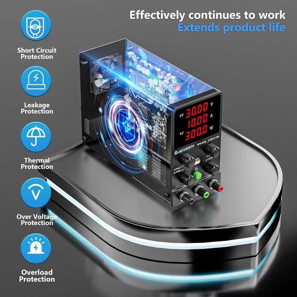 DC Power Supply Variable, 0-30V 0-10A Adjustable Switching DC Regulated Bench Po